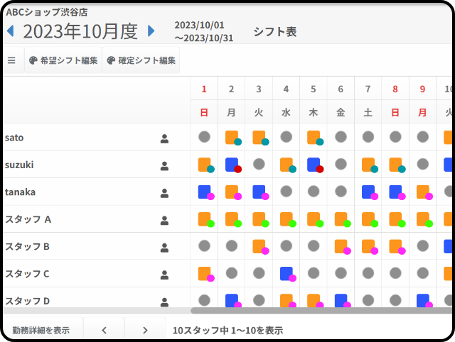 シフト表の作成と管理